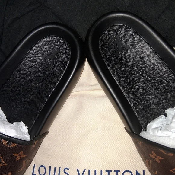Louis Vuitton Monogram Waterfront Slides Mule Mens 11 New Comes With Dust Bag - Picture 3 of 15